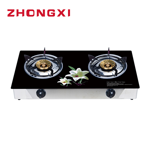 tempered glass double burner gas stove