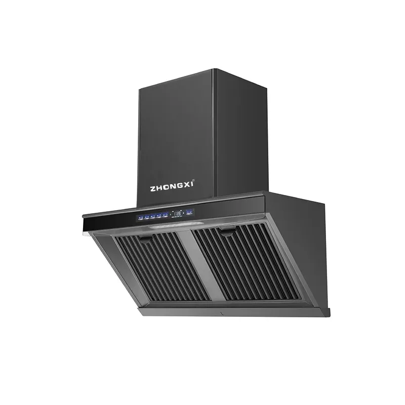 900mm Silver Stainless Steel Plastic Touch Control Auto Open Range Hood