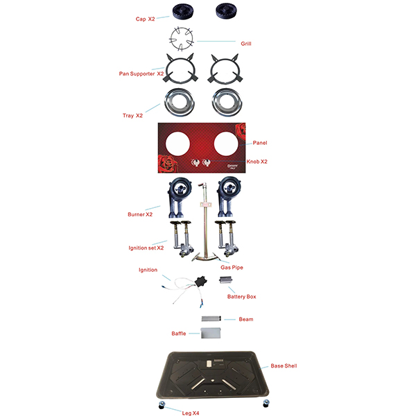 Best Selling Home Use Double Burners Built In Gas Cooktops 3D Design Tempered Glass Stove 2 Burner LPG NG Gas Stove