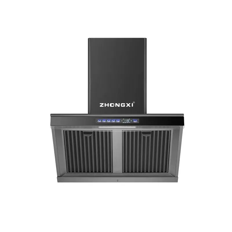 900mm Silver Stainless Steel Plastic Touch Control Auto Open Range Hood