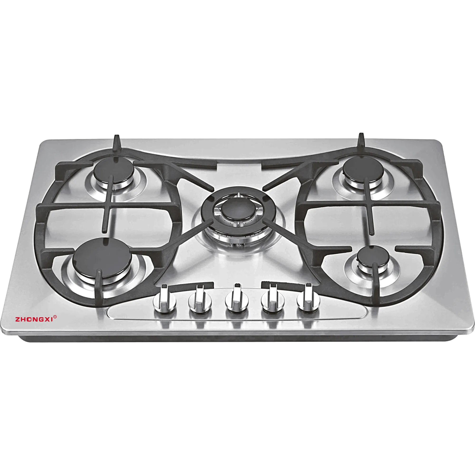 5 Burners Built In Gas Hob Brass Cover Aluminum Burner LPG NG Built In Gas Stove Kitchen LPG Gas Cooktops With Safe Device
